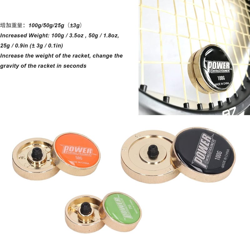 Topyond Tennis Racket Swing Weight Training Aid - Adds 100g, 50g, or 25g to Your Racquet for Enhanced Control, Tennis Weight for Racket - Image 4